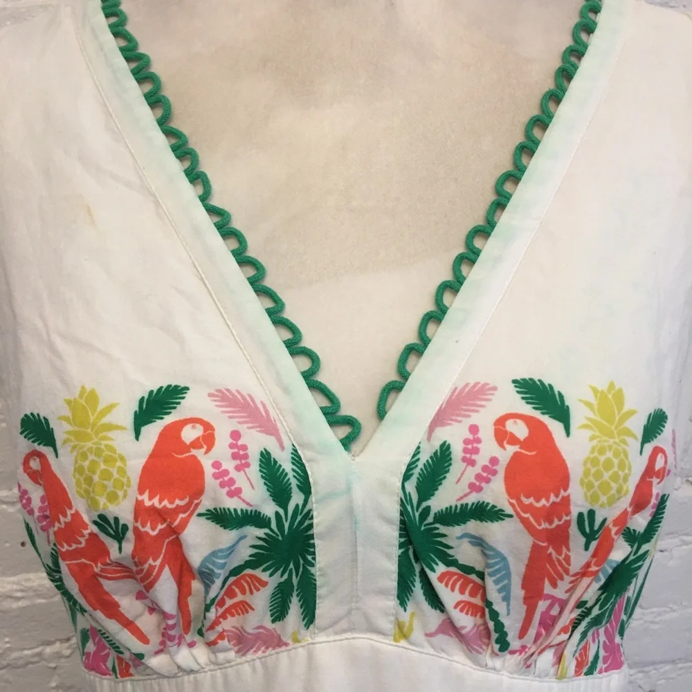 Boden Serena cotton tie neck maxi dress island print size 8 uk 12 - Picture 2 of 12